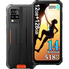 Blackview BV4800 Pro Android 14 Outdoor mobiiltelefon 2025, 12GB + 128GB ehitusplatsi mobiiltelefon, 6,56-tolline HD+ Outdoor nutitelefon NFC, 16MP kaamera, 5180mAh, IP68 veekindel, Dual SIM 4G, 5G