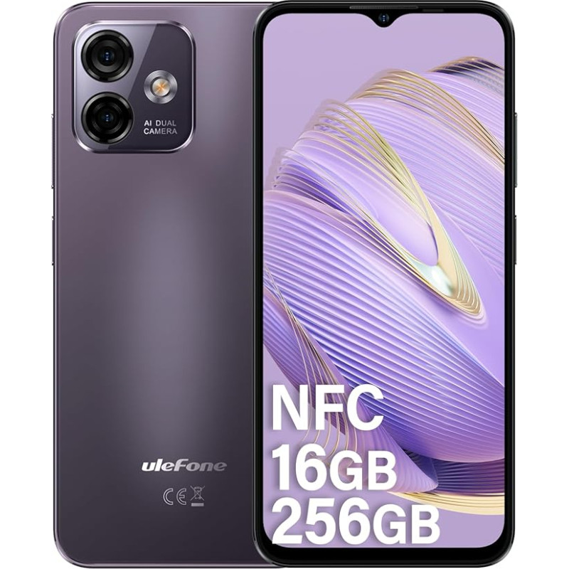 Ulefone Note 16 Pro mobiiltelefon, 16GB + 256GB/SD-256GB nutitelefon ilma lepinguta, Android 13, NFC mobiiltelefonid, 4400mAh 50MP kaameraga, 6,52-tolline HD+ 5Ghz WiFi Dual SIM nutitelefon/nägu