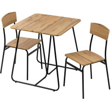 Baroni Home Söögilaud 2 tooliga Moodne disain Kerge siseruumide söögilaud restoranis MDF teras lihtne kokkupanek must tammeefekt