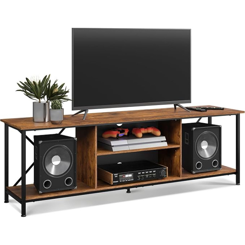 WLIVE TV kapp Lowboard kuni 65-tollise teleri jaoks, TV kapp TV laud avatud hoiuruumiga, 140 x 40 x 49 cm, TV statiiv elutuppa ja magamistuppa (Vintage Brown, 160 x 40 x 51 cm)