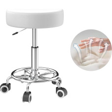 Reguleeritava kõrgusega 49 cm - 63 cm, jalatoega rulltooli kehale lõõgastumiseks, kompaktne, mugav ja kerge PU nahast ratastega tool, pöörlev tool, tööjalg, juuksurijalatsid