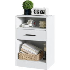 RRX Öölaud, küljelaud, öökapp sahtliga, käepidemega, lahtise kambriga, valge, 30 x 40 x 60 cm (1, valge)