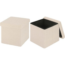 eSituro 2-kohaline kokkupandav komplekt hoiuruumiga, jalatugi, polsterdatud tugitooli, hoiukast, maksimaalne koormus 300 kg, valmistatud karusnahast, beež