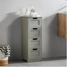 Bath Vida Kõrge ja Midi kabinetid vannituppa, keskmise tihedusega puitkiudplaat, Hall, Standard, Hall vannitoa 4 sahtliga põrandakapp