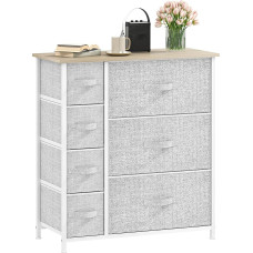 DWVO 7 sahtliga kapp, kangast kapp käepidemetega, metallraam ja MDF-puidust top, vastupidav, magamistuppa ja elutuppa, helehall