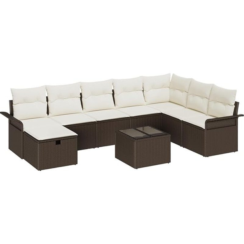 Rantry 9-osaline aia diivan komplekt padjadega Brown Poly Rattan Garden Lounge Model3358937