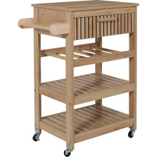 HOME DECO FACTORY, HD0312 Klaus Natural Crush Collection serveerimiskäru, kaasaegne mööbel, kapp, buffet ja raamaturiiul, 65 x 84,5 x 40 cm, pruun, TU