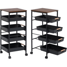 DreamHaven köögikäru lukustatavate ratastega, köögiriiul ratastega, vastupidav hoiukööki korraldaja metallist köögi, vannitoa, kontori jaoks, lihtne kokkupanek, 4 korrust, must