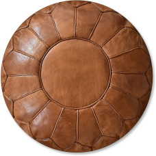 Vaata Good XL ehtne nahast pouf - Käsitsi valmistatud - täidetud - Ottomani Bean Bag Footstock Pouf (Karamellipruun)