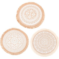 TOYANDONA 3 Stück Teiliges Tischset Rund aus Baumwolle mit Quasten Hitzebeständig und Kratzfest Dekoratives Platzset für Esszimmer und Küche Boho Stil für Partys und Alltag