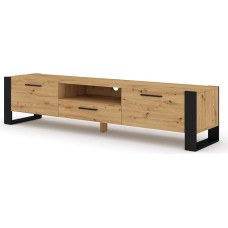 BIM Furniture Nuka TV Lowboard - 200 x 43 x 48 cm Seisev elutoa mööbel, käepidemevabad frondid, panipaik TV-mööbel - Artisan Oak