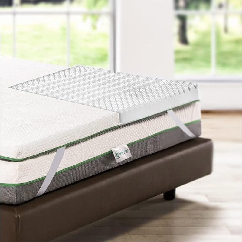 Bedshire Double Bed Topper 120 x 190 cm Prantsuse mäluvahtpadi kõrgus 6 cm eemaldatava kattega ortopeediline madrats 120 x 190 cm