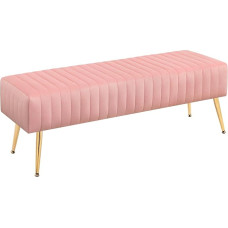 Furniliving sissepääsupink polsterdatud tufitud linasest kangast Ottomani kuldsete metalljalgadega elutuppa soliidne puidust sisepink fuajeesse (roosa)