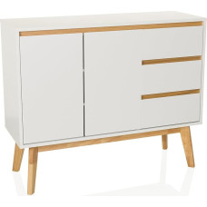 hjh LIVING TAROLO I 3 sahtlit, 2 ust, skandinaavia stiilis, pehmelt sulguv, käepidemevaba disain, puidust jalgadega kapp, valge värvi