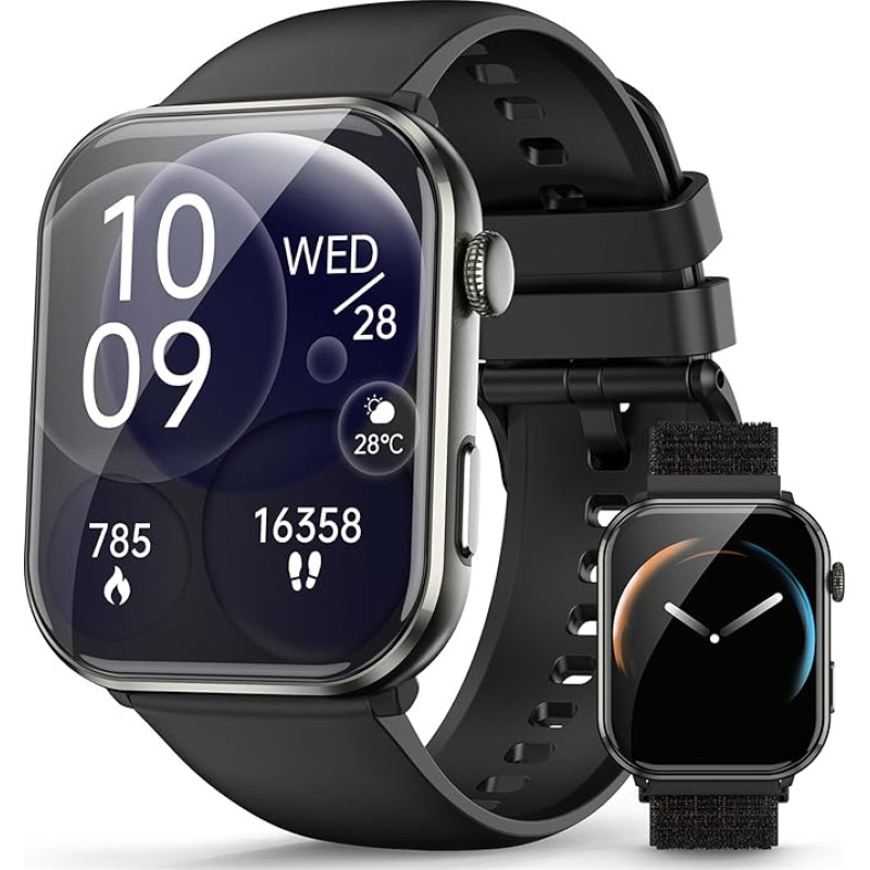 Blackview Smartwatch Mehed Naised AMOLED ekraaniga alati sisse lülitatud spordikell koos telefoni funktsiooniga, helistamise/vastuvõtmise funktsiooniga, spordikell 100+ spordimoodust, südame löögisageduse unemõõtja, sammuloendur, kell Androidi jaoks