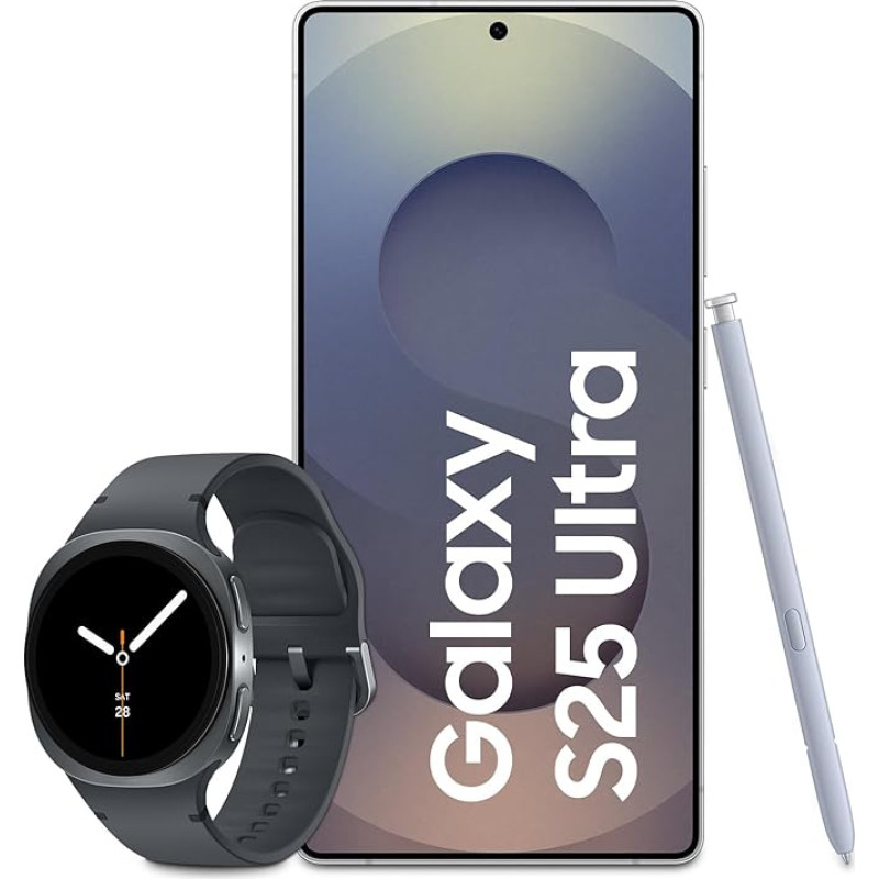 Samsung Galaxy S25 Ultra AI nutitelefon Galaxy AI-ga, 12 GB RAM, 256 GB mälu, Titanium Silver Blue, 3-aastane tootjagarantii + Galaxy Watch8 nutikell.