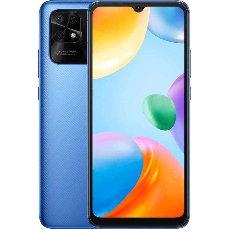 Xiaomi Redmi 10C nutitelefon, Snapdragon 680, 5000 mAh aku, 6,71-tolline ekraan, 50 MP põhikaamera, NFC 3+64 GB, sinine, sinine, sinine