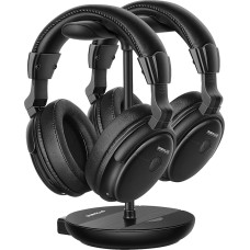 SIMOLIO kahekordsed juhtmevabad kõrvaklapid telerile koos saatja laadimisjaamaga, digitaalsed juhtmevabad kõrvaklapid telerile selge dialoogiga, asendusaku, heli möödaviimine, 2.4G (ilma Bluetoothita) TV kõrvaklapid