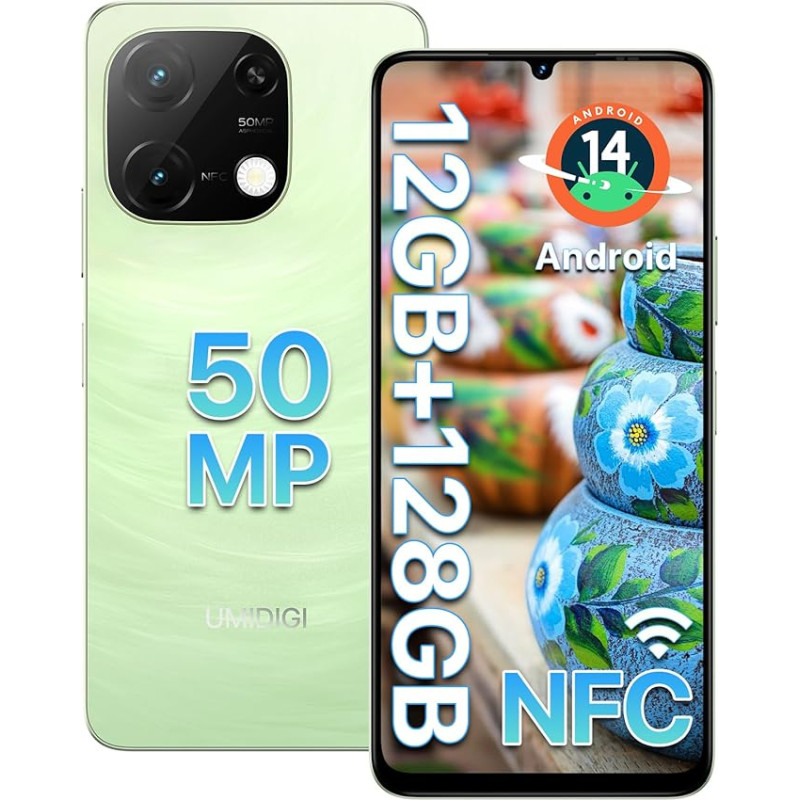 UMIDIGI G9C 50MP nutitelefon ilma lepinguta Android 14-12 (6+6) GB + 128GB mobiiltelefon 6,75-tolline 90Hz ekraan, 5000 mAh, 2,2 GHz protsessor, 4G Dual SIM, sisaldab laadijat, Bluetooth 5.4/Face ID/GPS
