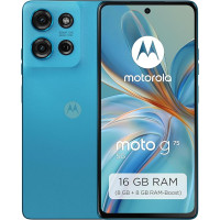 Motorola Moto g75 5G nutitelefon (vastupidav 6,78-tolline ekraan Corning Gorilla Glass 5, 8/256 GB, 50 MP kaamera, vastupidav, äärmiselt temperatuurikindel) Aqua Blue + kaitsekate