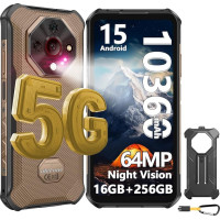 Ulefone Armor X16 Pro 5G Outdoor mobiiltelefon 2025, Android 15 Outdoor nutitelefon 10360mAh/33W, 64MP + 25MP öövaatlus, 16GB + 256GB/SD-2TB, Dimensity 6300, 6,56-tolline Corning Glass/120Hz Mobile