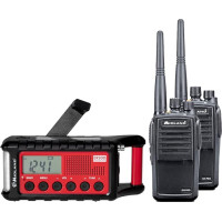 Midland PMR Premium hädaabikomplekt: G15 Pro raadioside + väntraadio koos kohvriga, laadijad, akud, 29612 SOS morsekoodifunktsiooniga, ultrahelipill ja päikesepaneel.