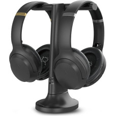 Avantree Duet 2 juhtmevabad kõrvaklapid telerile, selge ja valju heli eakatele, lihtne Plug & Play seadistamine, 2,4 GHz RF saatja ja laadimisjaamaga