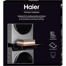Haier Premium Universal Washing Machine and Dryer Intermediate Frame Space Saving with Black Anti-tip Pull-Out Base Perfect for Haier Black Washing Machines and Dryers