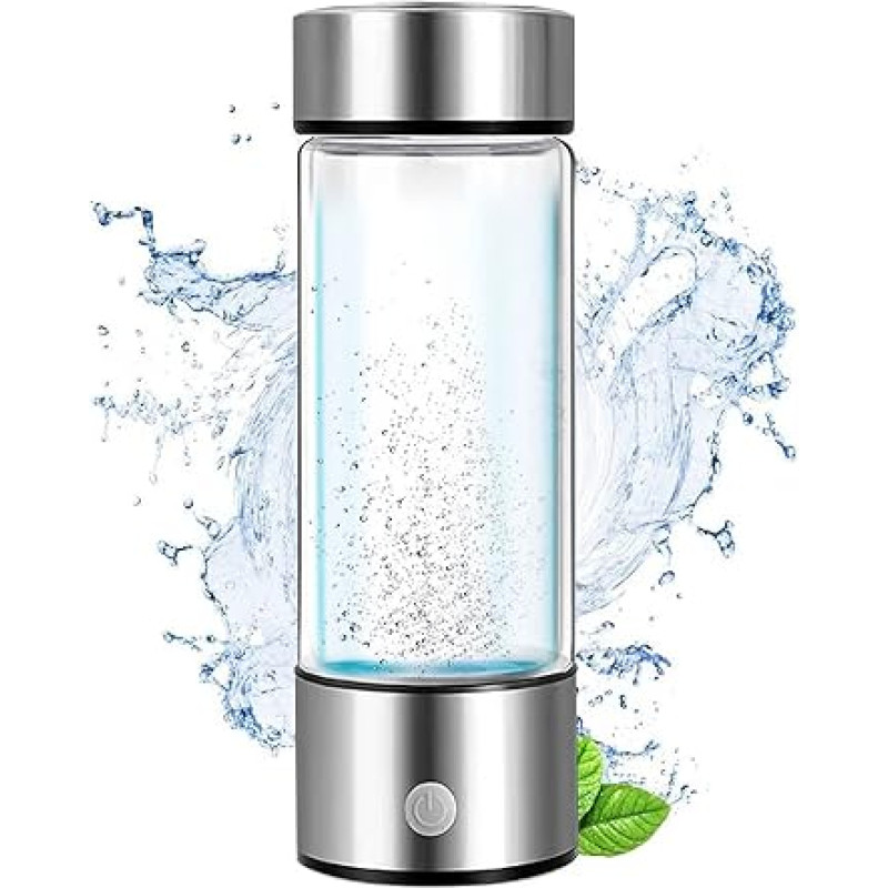 Hydrogen Generator 450 ml Hydrogen Water Loniser, Multi-functional Hydrogen Water Bottle with New PEM SPE Technology USB Rechargeable, Concentration 1000-1600 PPB Loniser Bottle