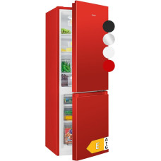 Bomann® Fridge-Freezer KG 320.2, 143 cm High, Fridge-Freezer with 175 Litre Capacity, 3 Shelves and 3 Drawers, Door Stop Replaceable, Quiet Fridge-Freezer 39 dB, Red