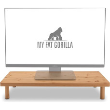 MY FAT GORILLA - Bamboo Monitor Stand, Ergonomic Monitor Stand, Wooden Monitor Riser, 100% Bamboo Screen Riser, XL Monitor Riser, Desk Shelf for Heavy Screen