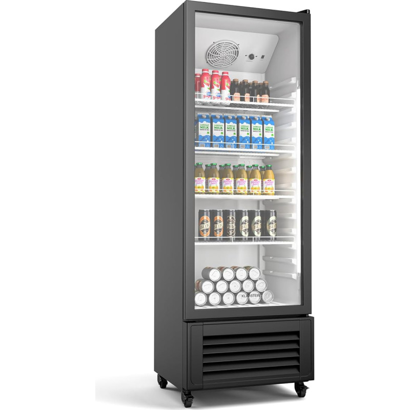 Klarstein GrandCooler 270L Drinks Fridge - Double Glazed Door, LED Lighting, Mechanical Thermostat, 0°C to 10°C, 4 Wheels, Energy Class B