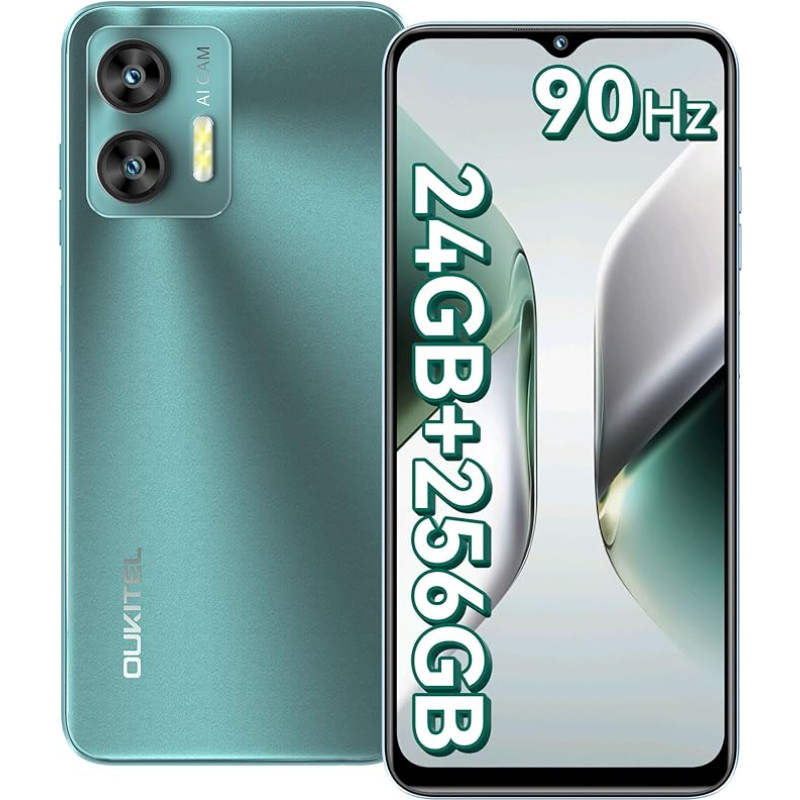 OUKITEL C36 mobiiltelefon ilma lepinguta 24GB + 256GB/1TB, 6,56-tolline 90Hz ekraan 4G nutitelefon Odav Octa Core, 5150mAh aku, 13MP panoraamkaamera, Dual SIM Android 14 Simlock-free mobiiltelefonid,