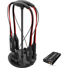 SIMOLIO 2,4 GHz juhtmevabad kõrvaklapid telerile, kahekordsed juhtmevabad kõrvaklapid teleritele eakatele, möödapääs Soundbarile, koos asendusakuga ja heli ja tasakaalu kontrolliga, optiline RCA 3,5 mm AUX audio,