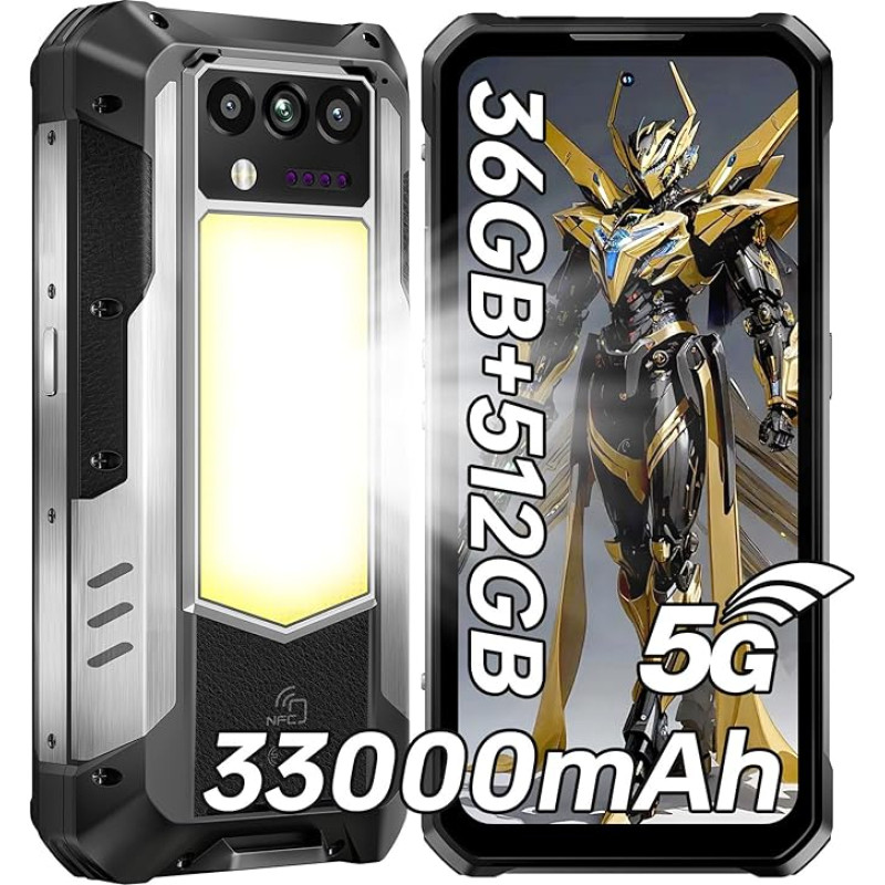 OUKITEL WP100 5G Välimaa mobiiltelefon laserangomeetriga, 33000mAh/66W, 36GB + 512GB/1TB Välimaa nutitelefon ilma lepinguta, Android 14, 200MP kaamera, 6,8-tolline FHD+, IP68 veekindel/1200LM Camping