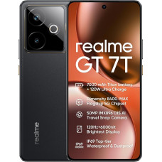 realme GT 7T 5G nutitelefon, 12GB+512GB, Dimensity 8400-MAX 5G kiibistik, 7000mAh aku, 120W laadimine, 50MP IMX896 OIS kaamera, 120Hz 6000nit ekraan, IP69, must RR