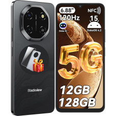 Blackview Shark 6 AI 5G mobiiltelefon ilma lepinguta, 6,88-tolline 120 Hz Android 15 nutitelefon 5G ilma lepinguta, 12GB + 128GB / 2TB TF 5000mAh & 18W, 16MP + 8MP Dual 5G SIM mobiiltelefonid / sõrmejälg, 16MP + 8MP Dual 5G SIM mobiiltelefonid / sõrmejälg