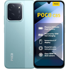 XIAOMI Poco C85, nutitelefon 8+256GB, 6,9-tolline 120Hz ekraan 7,99 mm disain, MediaTek Helio G81-Ultra Octa-Core, 50MP AI Dual Camera, 6000mAh, roheline, laadija ei kuulu komplekti