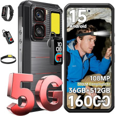 OUKITEL WP300 5G Android 15 väljas mobiiltelefon - 36GB + 512GB 16000mAh/45W 108MP + 32MP kaamera väljas nutitelefon 6,8-tolline FHD + 120Hz ehitusplatsil mobiiltelefon/kõrvaklapid koos ekraaniga/370LM