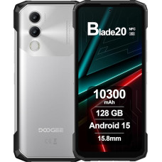DOOGEE Blade20 väljas mobiiltelefon Android 15, 10300mAh, 20GB RAM + 128GB ROM, ekraan 6.6 tolli HD + 90Hz IPS, 16MP AI kaamera, Octa-Core, kolmekordne pesa, NFC, väljas nutitelefon ilma lepinguta, 2025