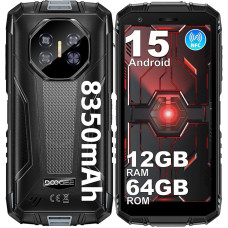 DOOGEE Fire 3 Outdoor Smartphone Android 15, 8350mAh, 12GB RAM + 64GB ROM/2TB Outdoor mobiiltelefon ilma lepinguta, Octa Core, 13MP + 8MP, 5,5-tolline ehitusplatsi mobiiltelefon, IP68 veekindel/NFC