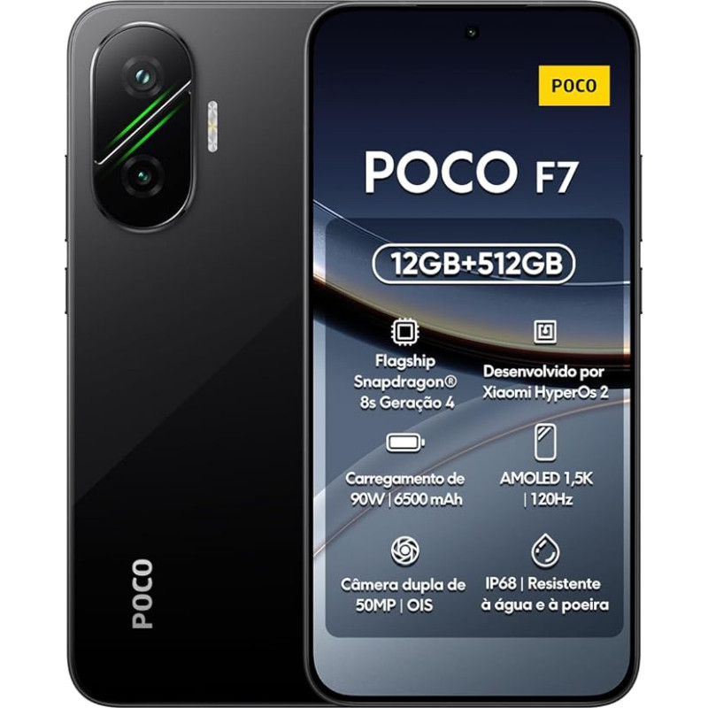 Xiaomi Poco F7 nutitelefon, 12 + 256 GB, Sony kaamera 50 MP koos OIS-iga, 6,83-tolline AMOLED-ekraan, 1,5 K 120 Hz, Snapdragon 8s Gen 4, valge (laadimisseade ei kuulu)