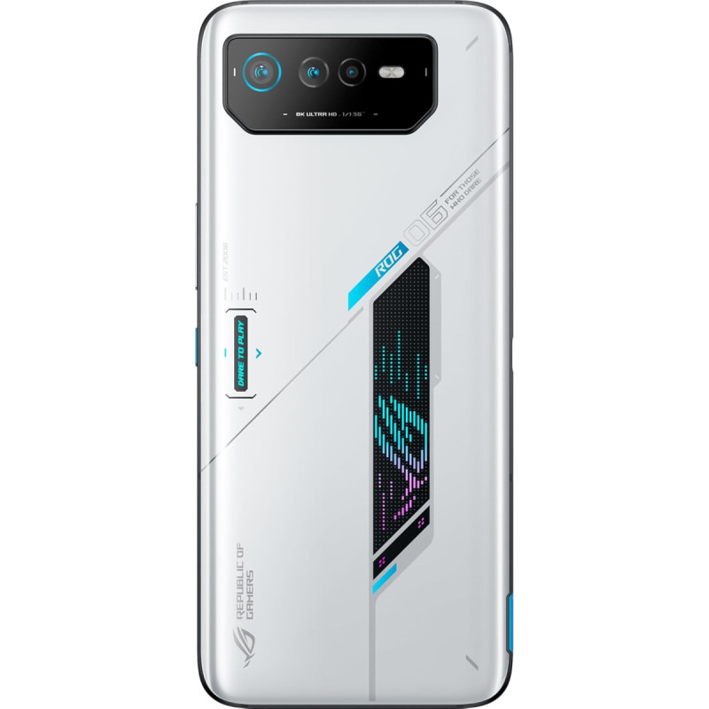 Asus ROG Phone 6 5G nutitelefon (16 + 512 GB, 6,78-tolline FullHD+ 165Hz AMOLED ekraan, Snapdragon™ 8+ Gen1, kolmekordne kaamera 50MP, 6000 mAh aku), Storm White