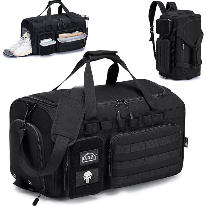 BAGZY taktikaline reisikott spordikott 40L treeningkott meestele jalatsikambriga meestele reisimiseks spordi fitness Weekender telkimine, must 40l, reisikott