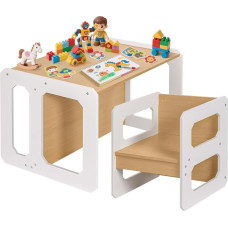 Yorbay laua ja tooli komplekt lastele, laste kirjutuslaud koos 1 väljaheitega, laste istumiskomplekt, 3-in-1 pööratav väljaheide ja laste töökoht, teisaldatav laste pink, lastemööbel 61.5 x