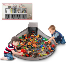 Mänguasjakott Lego mängumati jaoks - Duplo mänguasjade hoiukott lastele kaanega purgiga kingituseks (Hall)