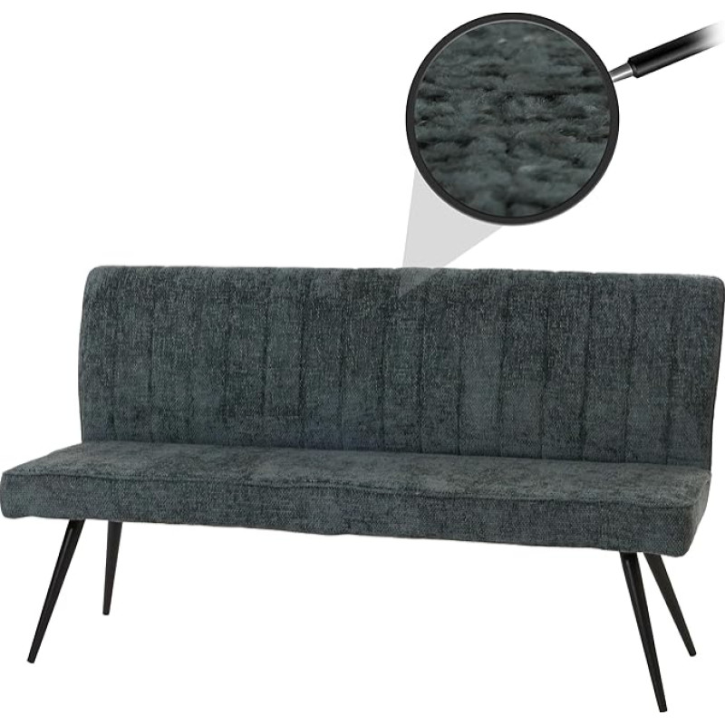 Mendler HWC-K16 Söögitoapink Pehmendusega pink seljatugi Kangas / tekstiil šenill Metall 160 cm Sinine / roheline