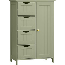 VASAGLE LHC041C02 Kitsas vannitoakapp külgkapp 4 sahtliga kapiuksega reguleeritav riiul 30 x 55 x 82 cm Laurel Green