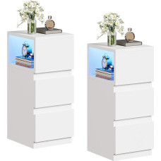 YITAHOME öökapp kitsas küljelaud sahtlitega ja mitmevärvilise LED-valgustusega