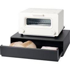 Yamazaki 2008 torniga libisev töölaud sahtliga, must, teras/polüpropüleen/silikoon, 45 x 39,3 ~ 64 x 13,5 cm.